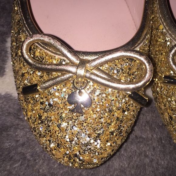 Kate Spade gold glitter flats - Picture 2 of 5